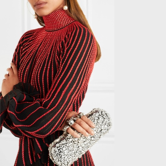 Alexander McQueen Swarovski Crystal Skull Four-Ring Box Clutch - Picture 5 of 17